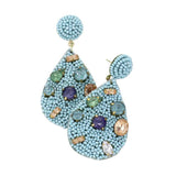 Multi Stone Embellished Seed Beaded Teardrop Dangle Earring - Madeline Love - Flyclothing LLC