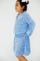 Light Blue Velvet Sequin Twirl Skort - Mila & Rose ® - Flyclothing LLC