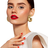 Bling Rectangle Stone Split Hoop Earrings - Madeline Love - Flyclothing LLC