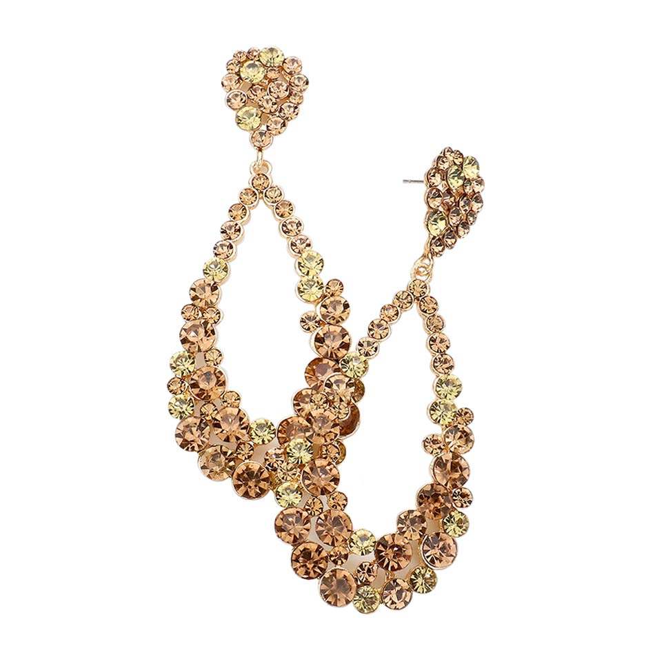 Crystal Bubble Cluster Teardrop Evening Earrings - Madeline Love - Flyclothing LLC