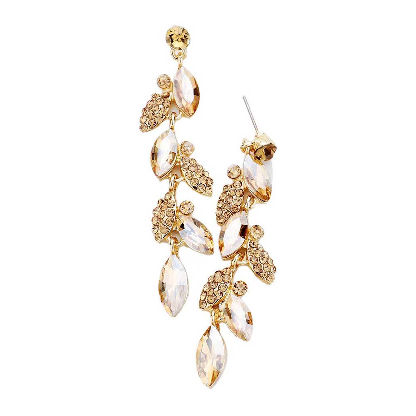 Crystal Marquise Cluster Drop Evening Earrings - Madeline Love - Flyclothing LLC