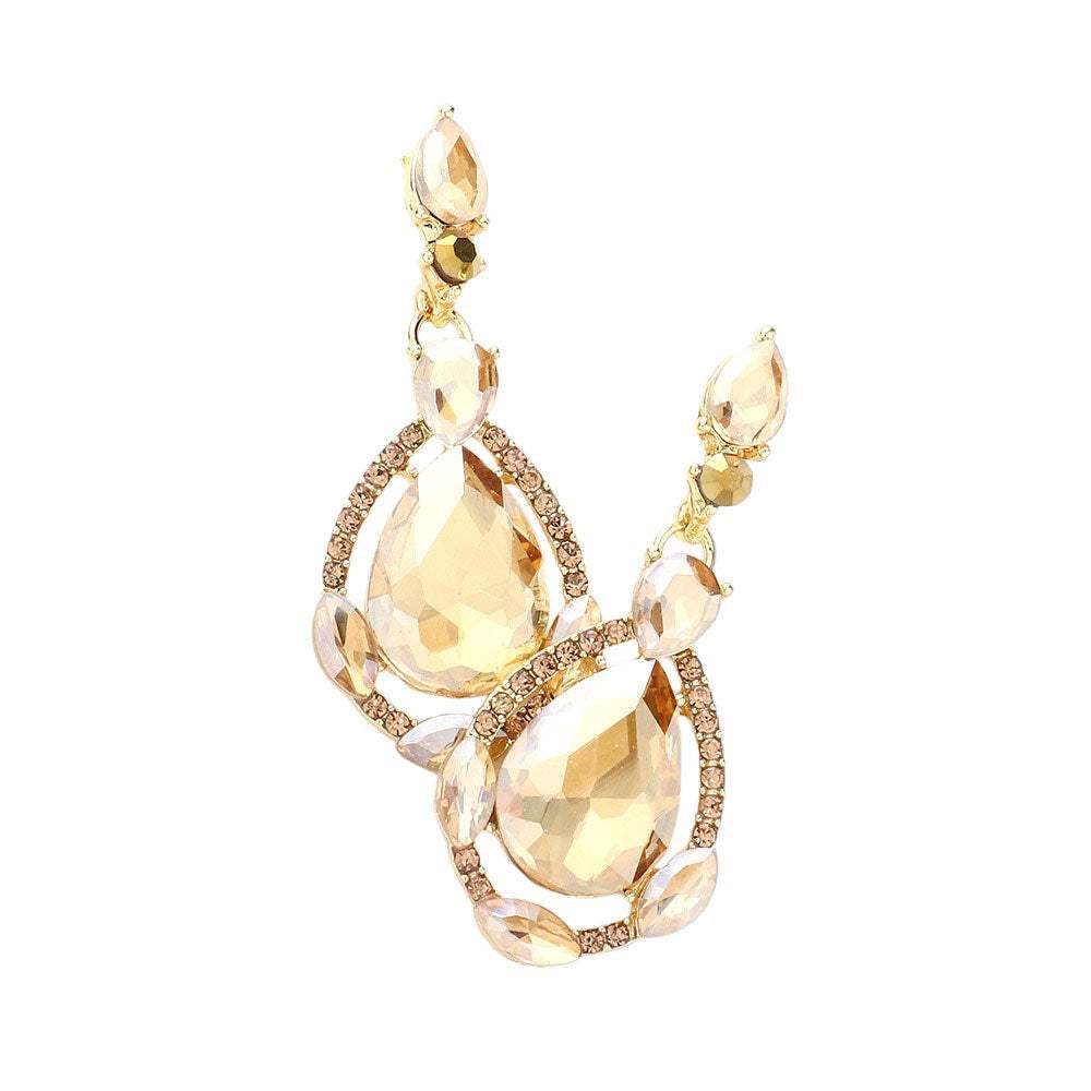 Crystal Rhinestone Teardrop Evening Earrings - Madeline Love - Flyclothing LLC
