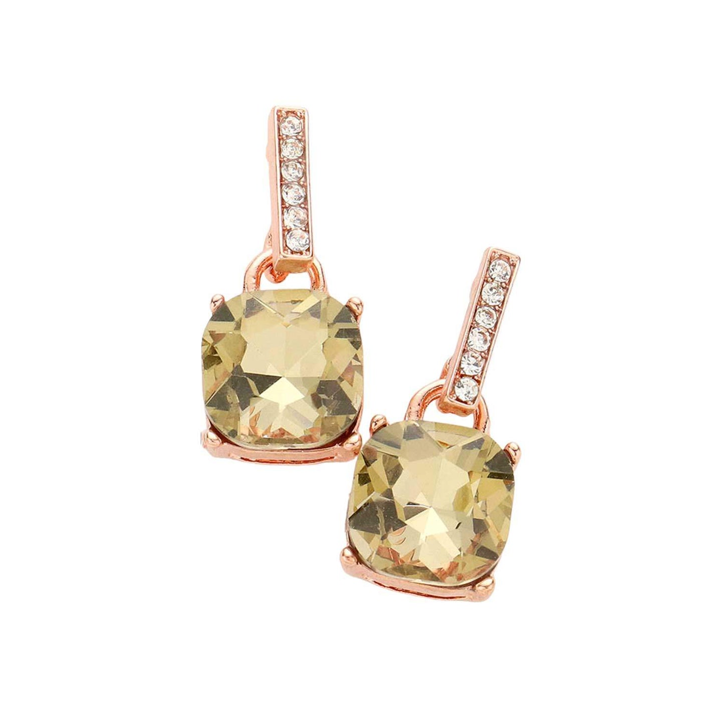 Cushion Square Stone Dangle Evening Earrings - Madeline Love - Flyclothing LLC
