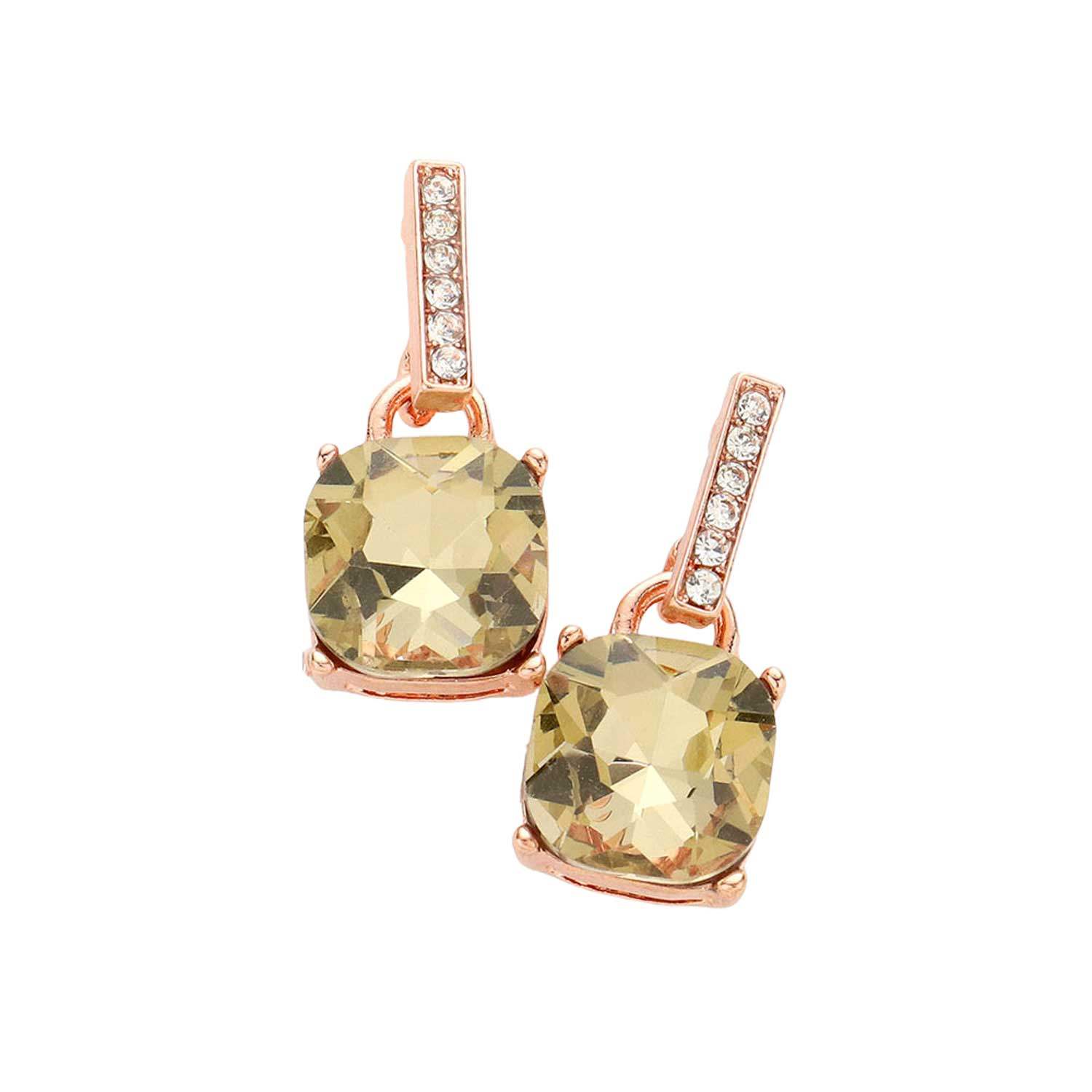 Cushion Square Stone Dangle Evening Earrings - Madeline Love - Flyclothing LLC