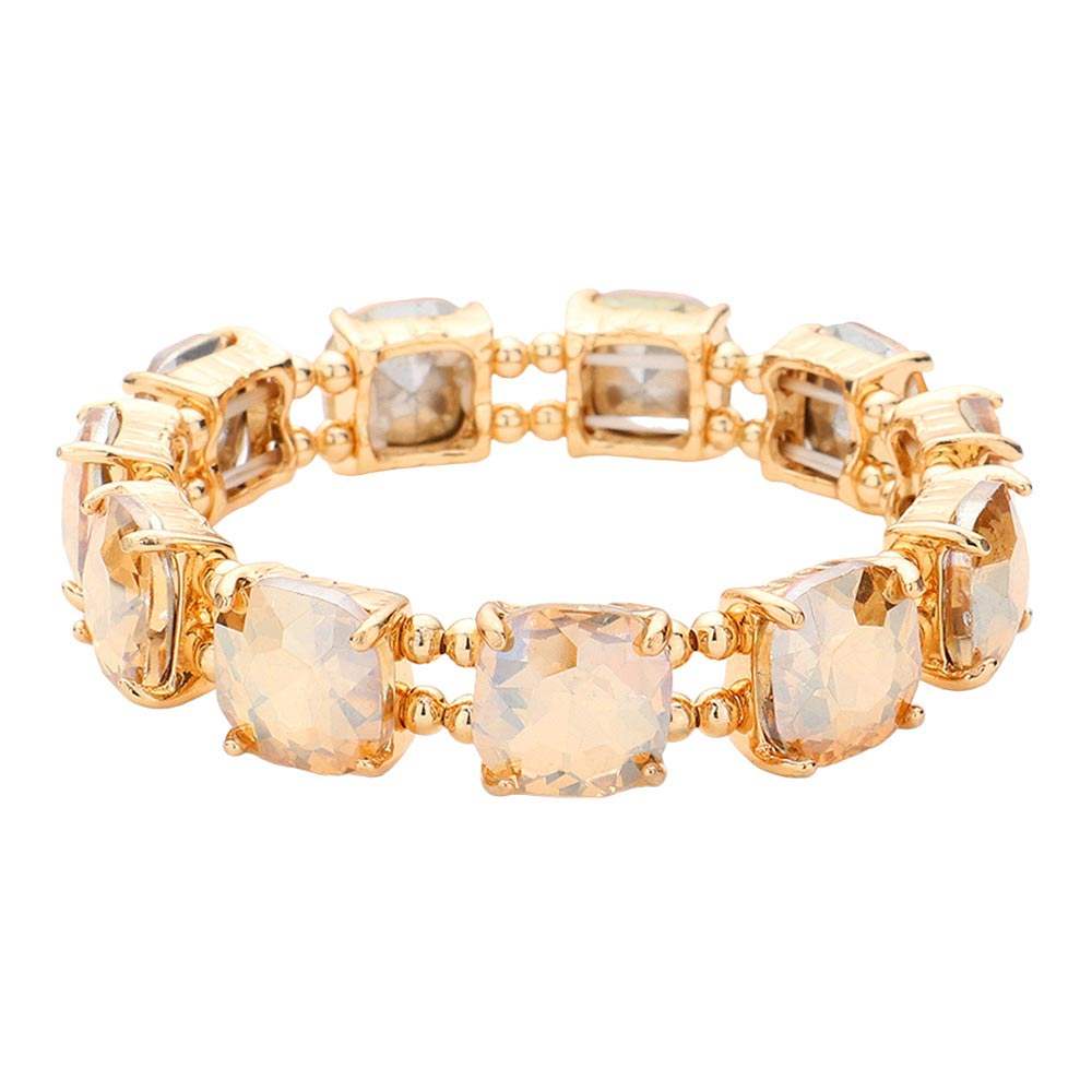 Cushion Square Stone Stretch Evening Bracelet - Madeline Love - Flyclothing LLC