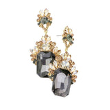 Emerald Cut Stone Accented Evening Earrings - Madeline Love - Flyclothing LLC