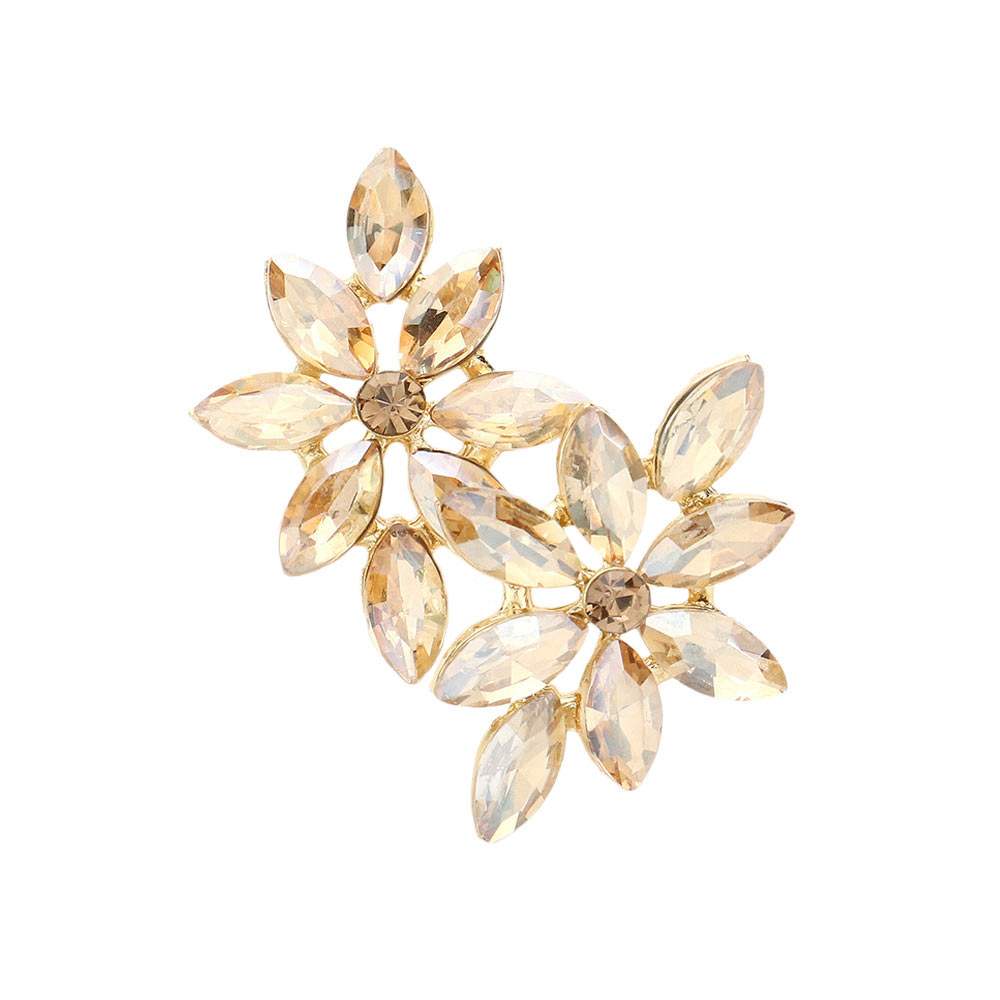 Floral Marquise Stone Cluster Evening Earrings - Madeline Love - Flyclothing LLC