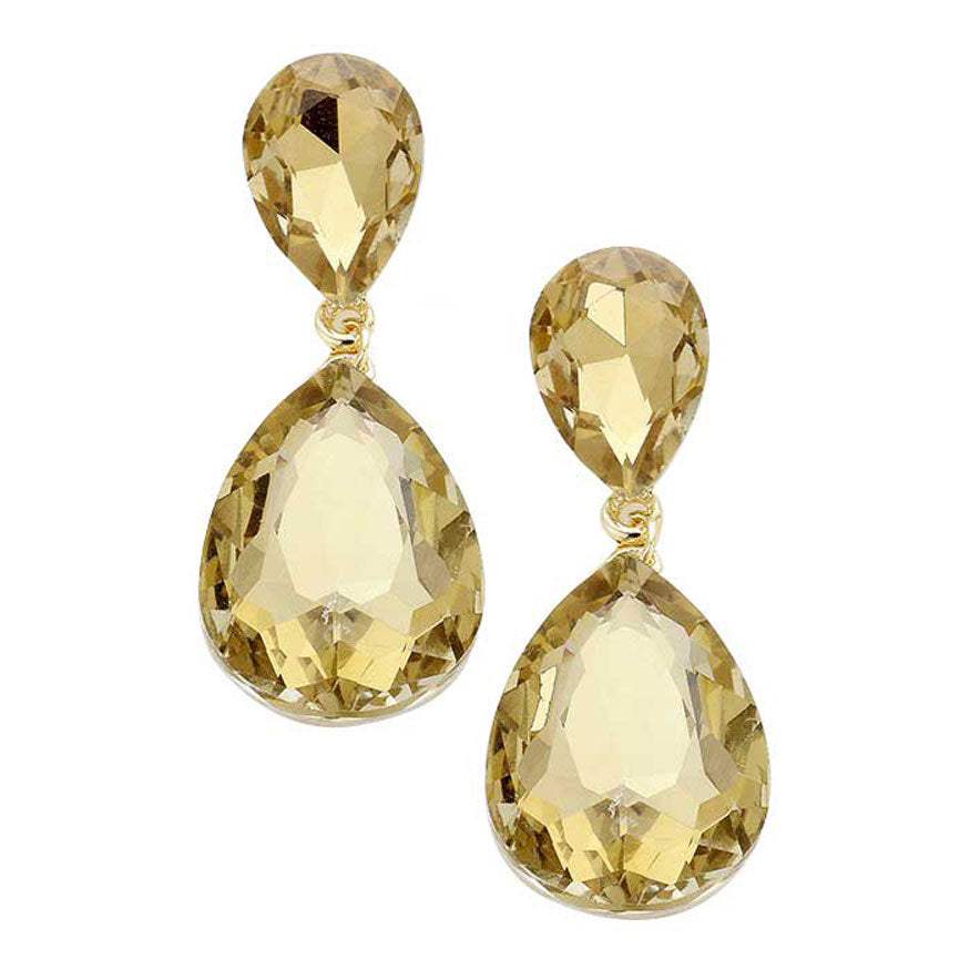 Glass Crystal Teardrop Evening Earrings - Madeline Love - Flyclothing LLC