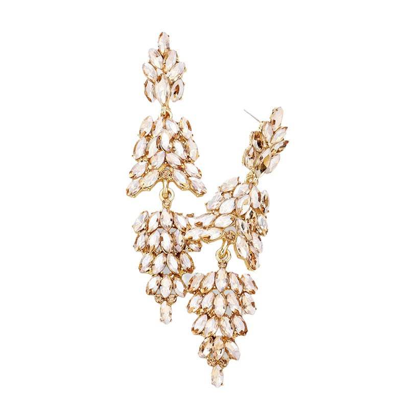 Marquise Crystal Cluster Drop Evening Earrings - Madeline Love - Flyclothing LLC
