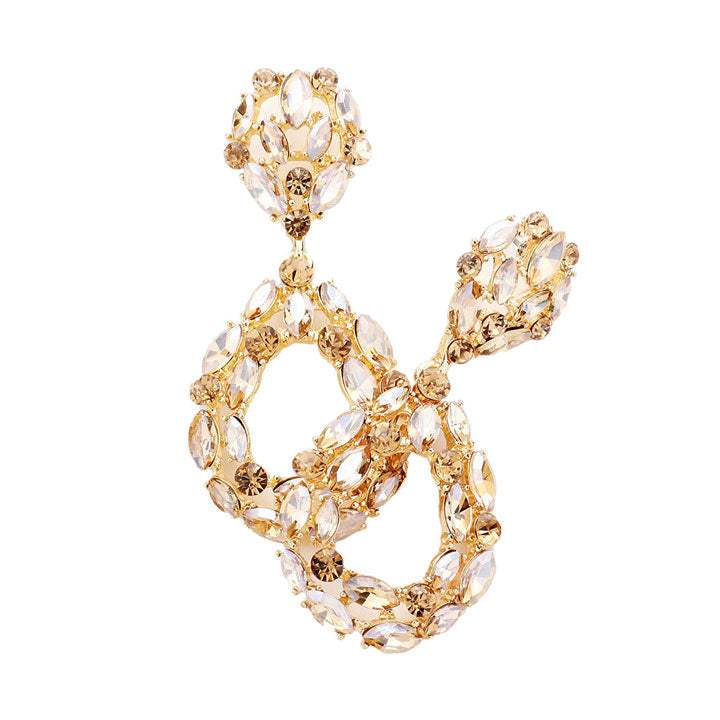 Marquise Round Stone Cluster Open Teardrop Evening Earrings - Madeline Love - Flyclothing LLC