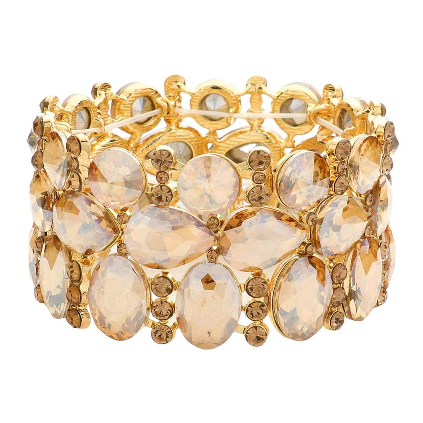 Multi Stone Cluster Evening Stretch Bracelet - Madeline Love - Flyclothing LLC