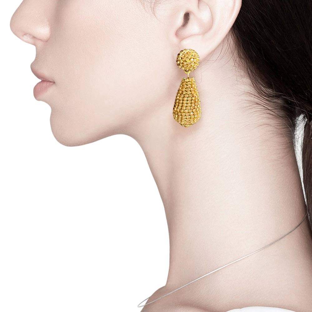 Rhinestone Teardrop Dangle Evening Earrings - Madeline Love - Flyclothing LLC