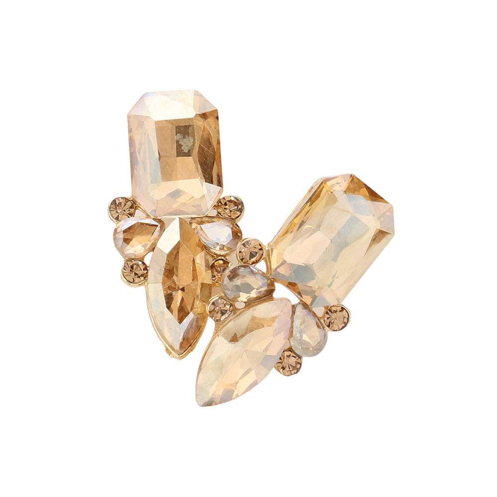 Square Marquise Stone Cluster Evening Earrings - Madeline Love - Flyclothing LLC