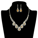 Teardrop Accented Rhinestone Necklace - Madeline Love - Flyclothing LLC