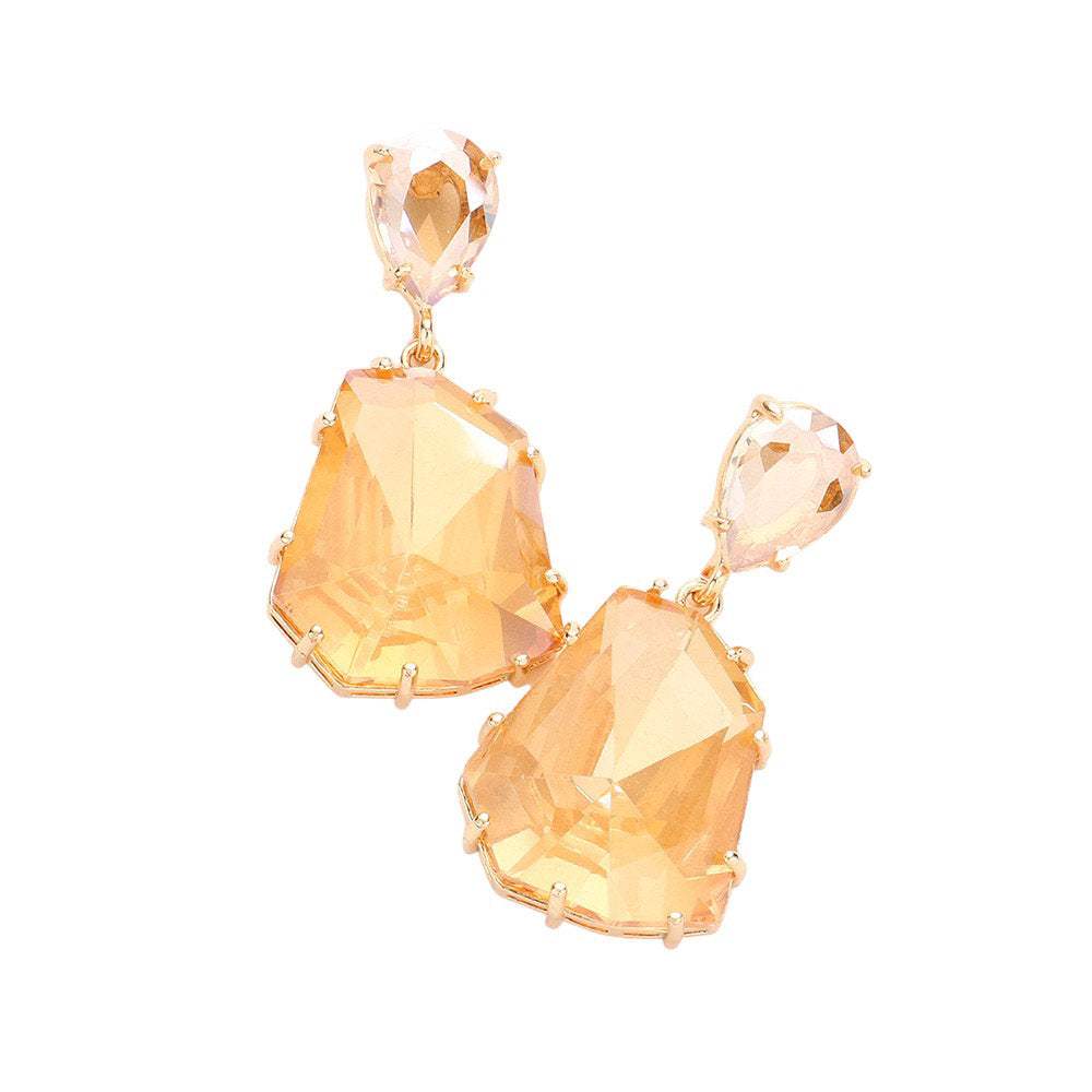Teardrop Angled Stone Link Dangle Evening Earrings - Madeline Love - Flyclothing LLC