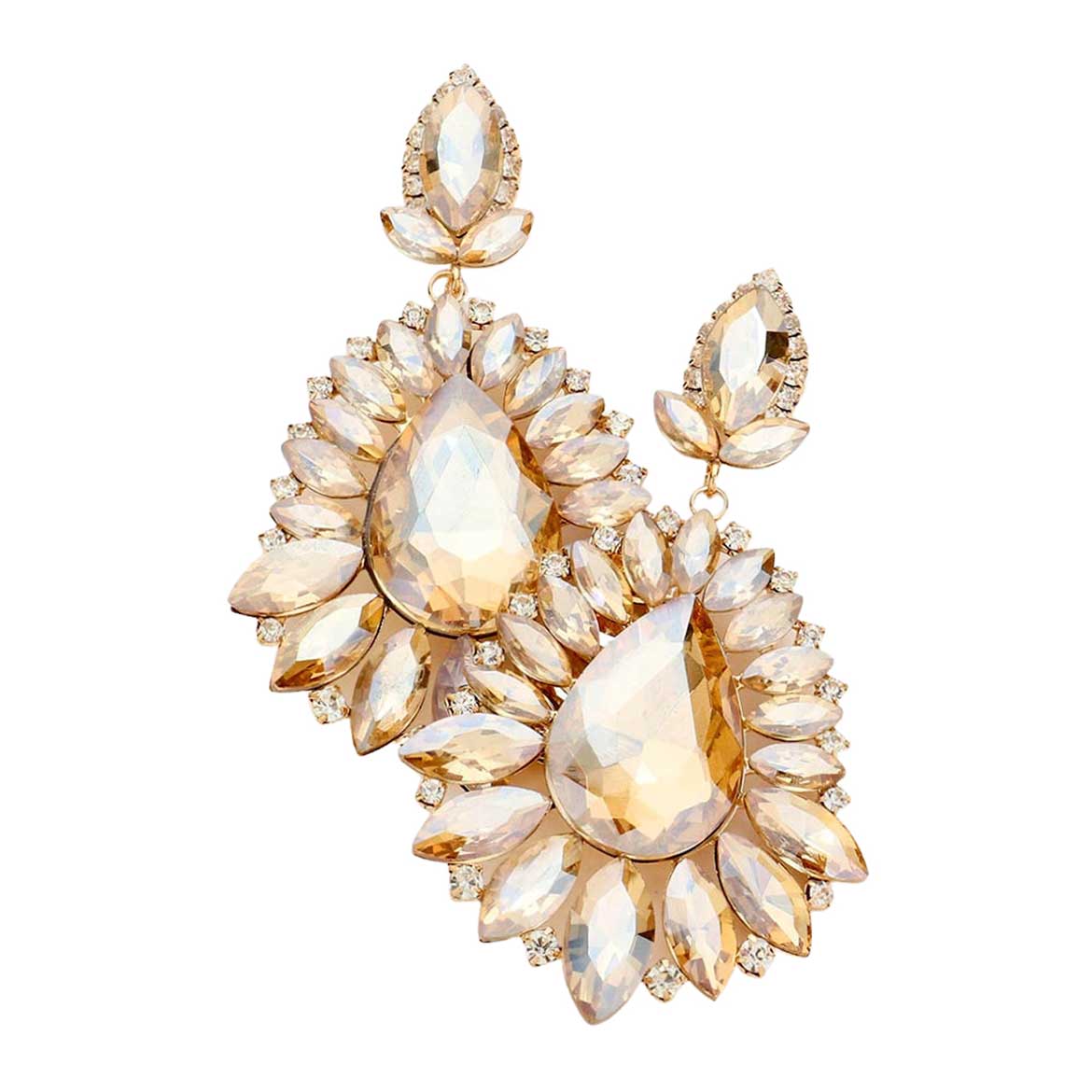 Teardrop Center Marquise Stone Cluster Evening Earrings - Madeline Love - Flyclothing LLC