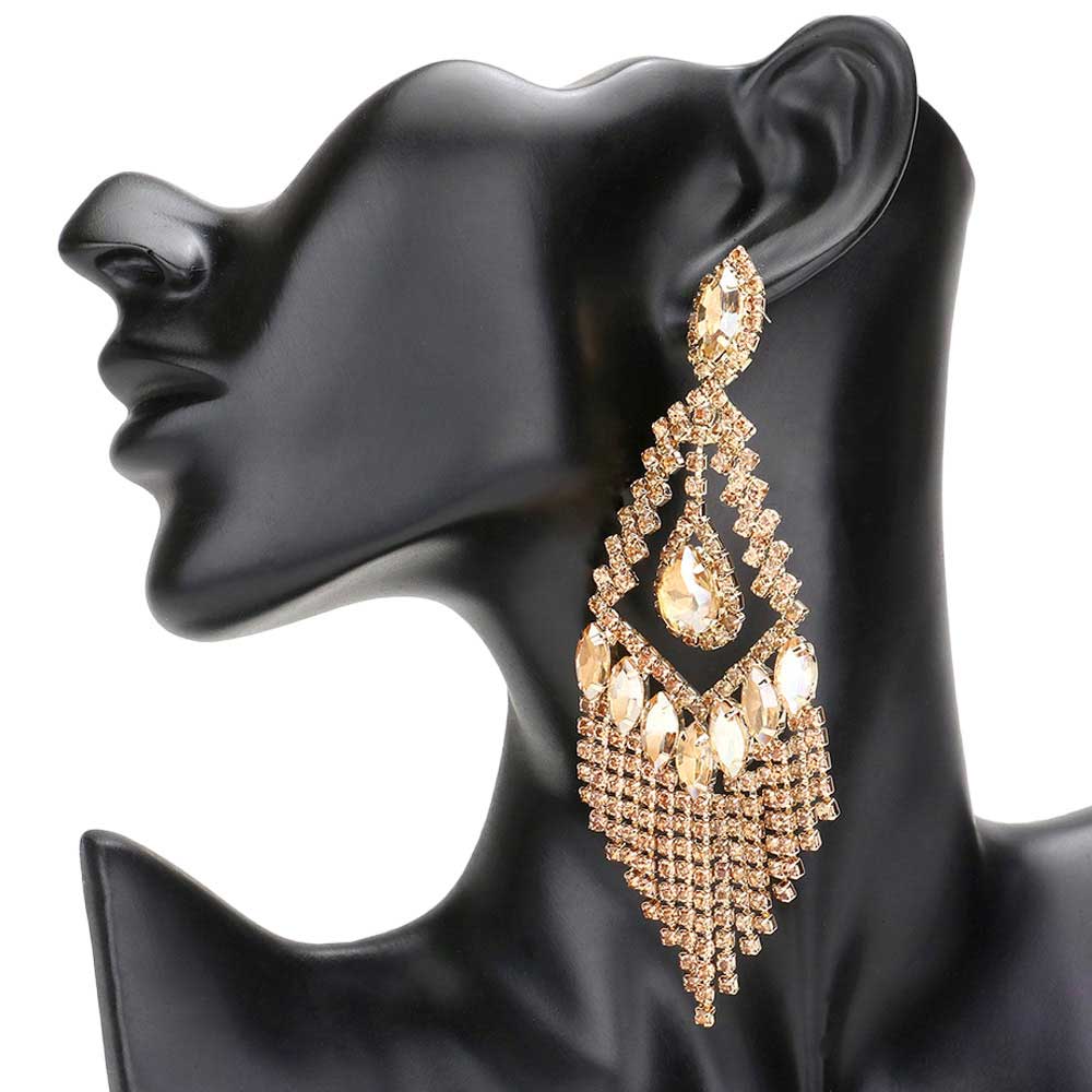 Teardrop Crystal Rhinestone Chandelier Evening Earrings - Madeline Love - Flyclothing LLC