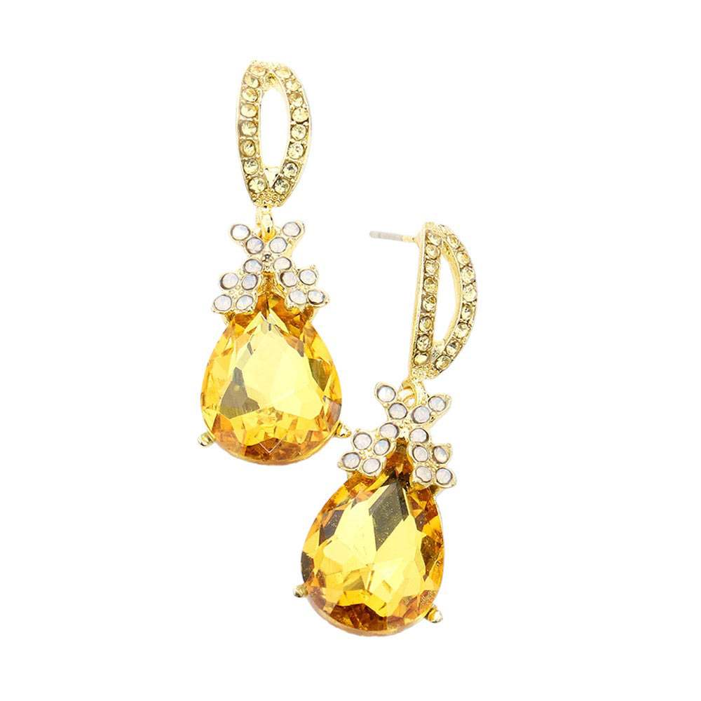 Teardrop Crystal Rhinestone Evening Earrings - Madeline Love - Flyclothing LLC