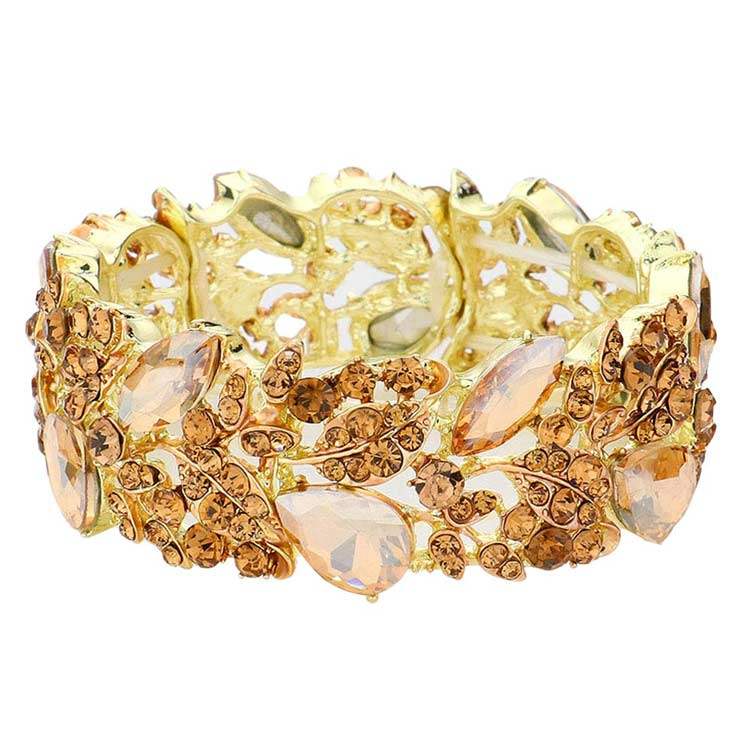 Teardrop Marquise Stone Cluster Stretch Evening Bracelet - Madeline Love - Flyclothing LLC