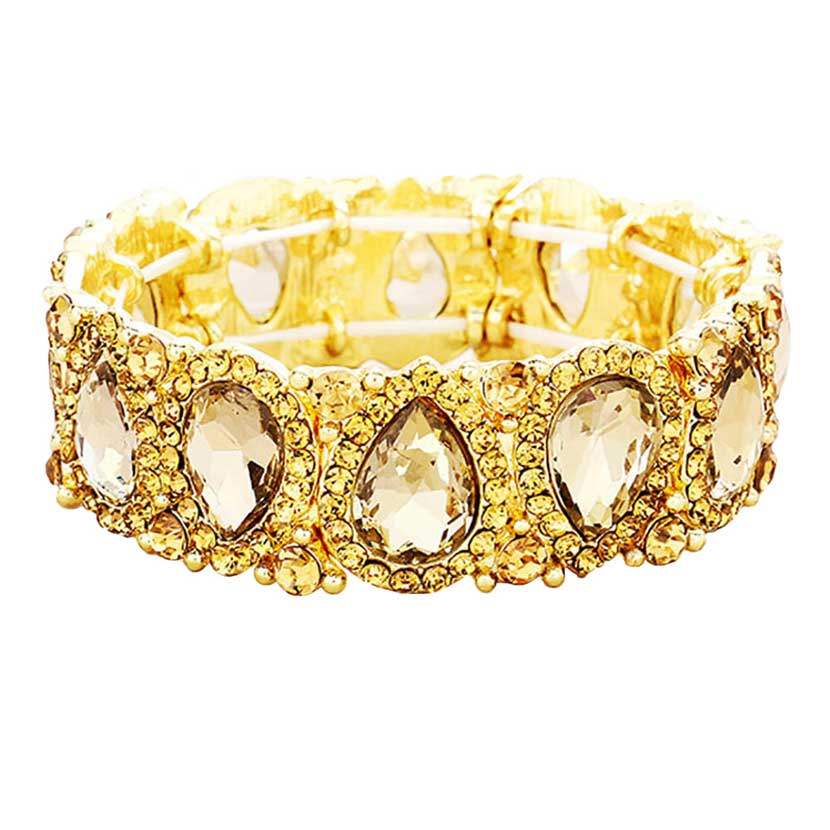 Teardrop Rhinestone Trim Stretch Evening Bracelet - Madeline Love - Flyclothing LLC