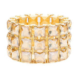 3Rows Square Stone Stretch Evening Bracelet - Madeline Love - Flyclothing LLC