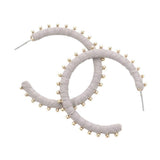 Metal Ball Trimmed Raffia Wrapped Hoop Earrings - Madeline Love - Flyclothing LLC
