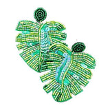 Beaded Tropical Leaf Dangle Earrings - Madeline Love - Flyclothing LLC