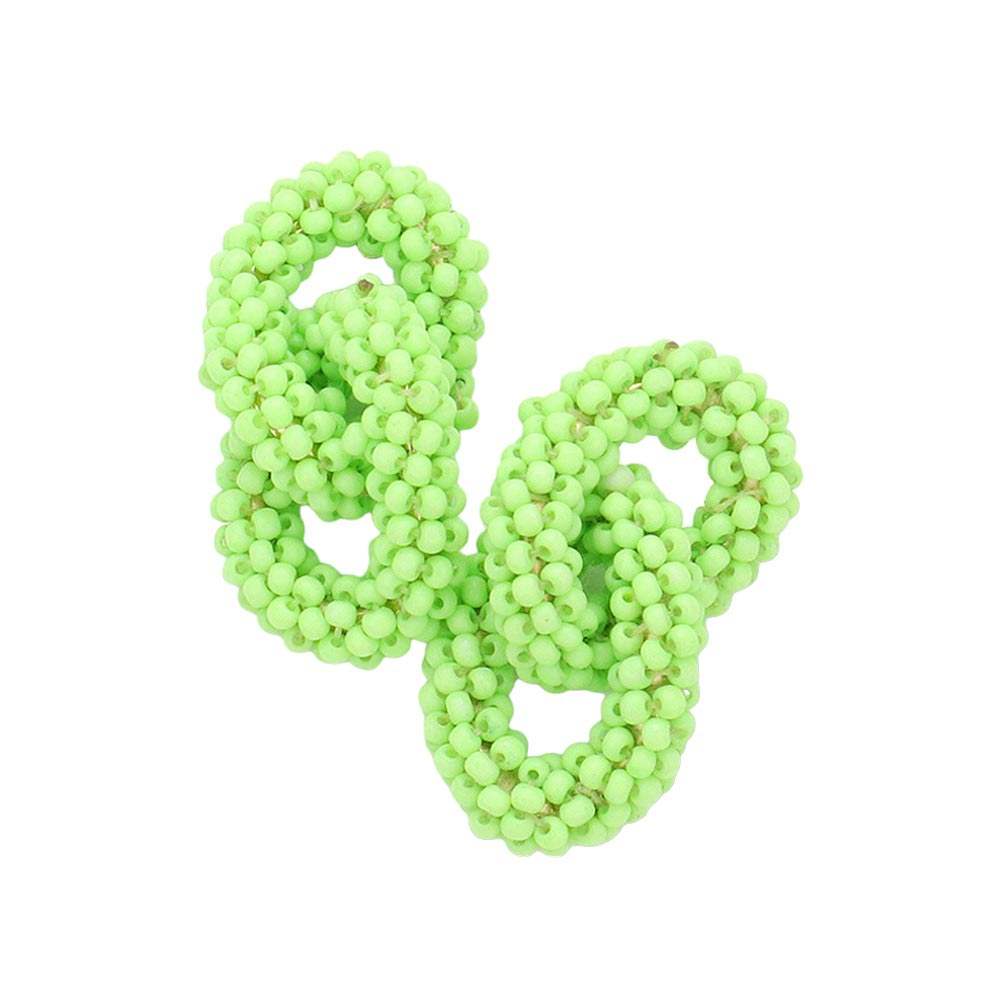 Seed Beaded Double Open Circle Link Dangle Earrings - Madeline Love - Flyclothing LLC