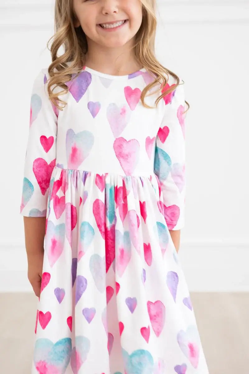 Light Hearted 3/4 Sleeve Pocket Twirl Dress - Mila & Rose ® - Flyclothing LLC