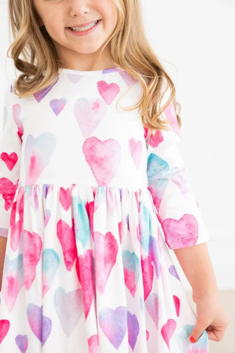 Light Hearted 3/4 Sleeve Pocket Twirl Dress - Mila & Rose ® - Flyclothing LLC