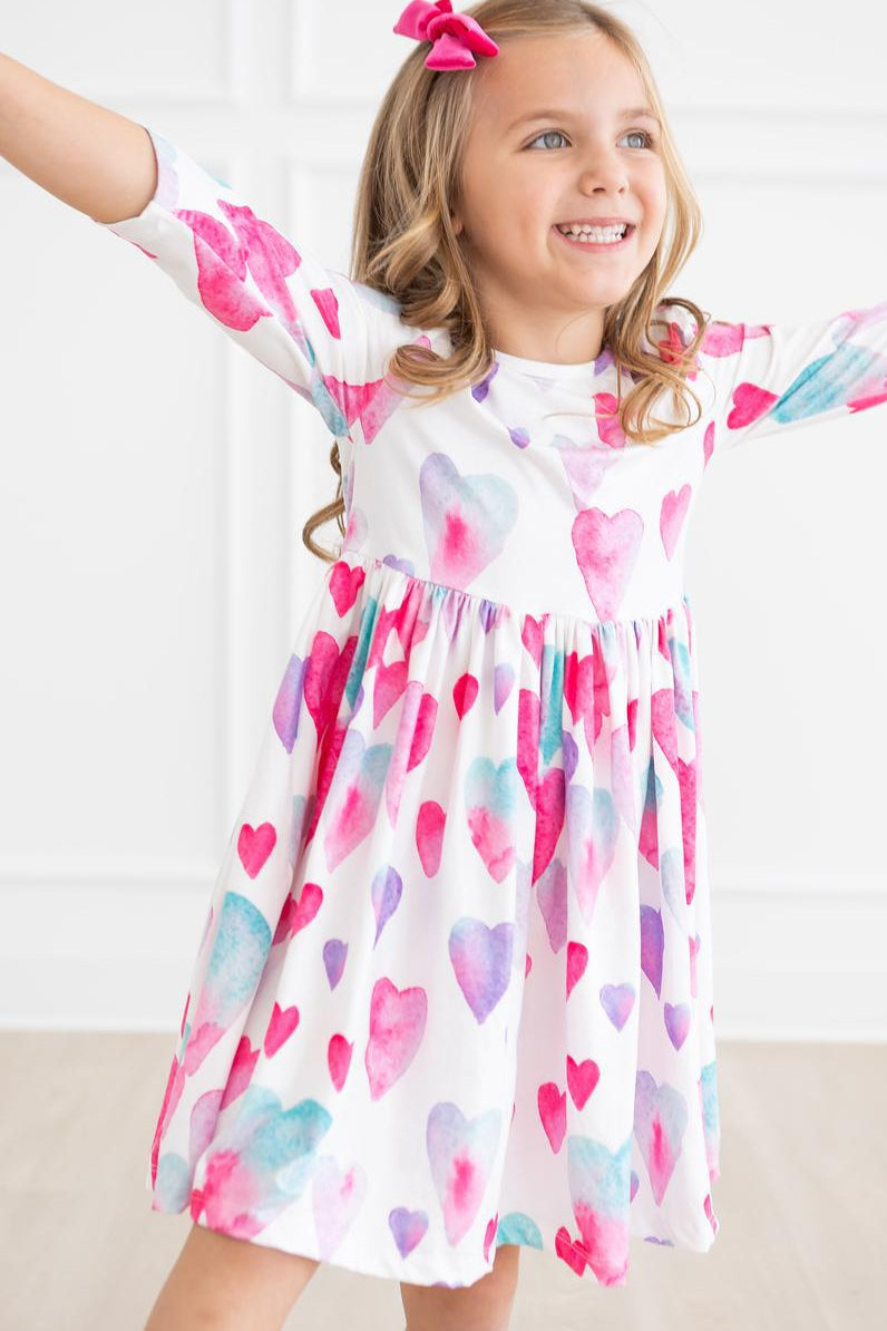 Light Hearted 3/4 Sleeve Pocket Twirl Dress - Mila & Rose ® - Flyclothing LLC