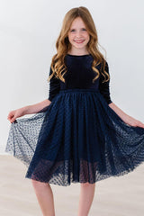 Light Navy Velvet Tutu Dress - Mila & Rose ® - Flyclothing LLC