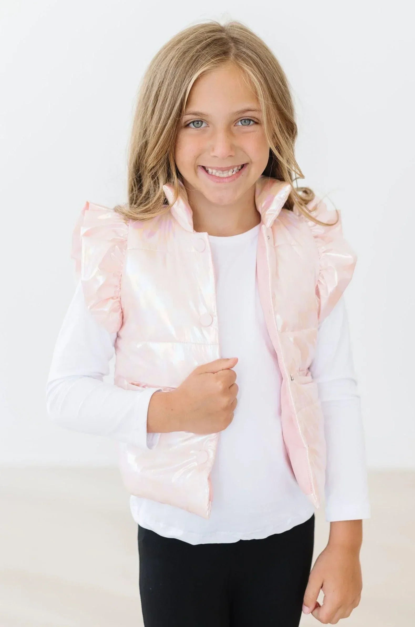 SALE Light Pink Checker Puffer Vest - Mila & Rose ® - Flyclothing LLC