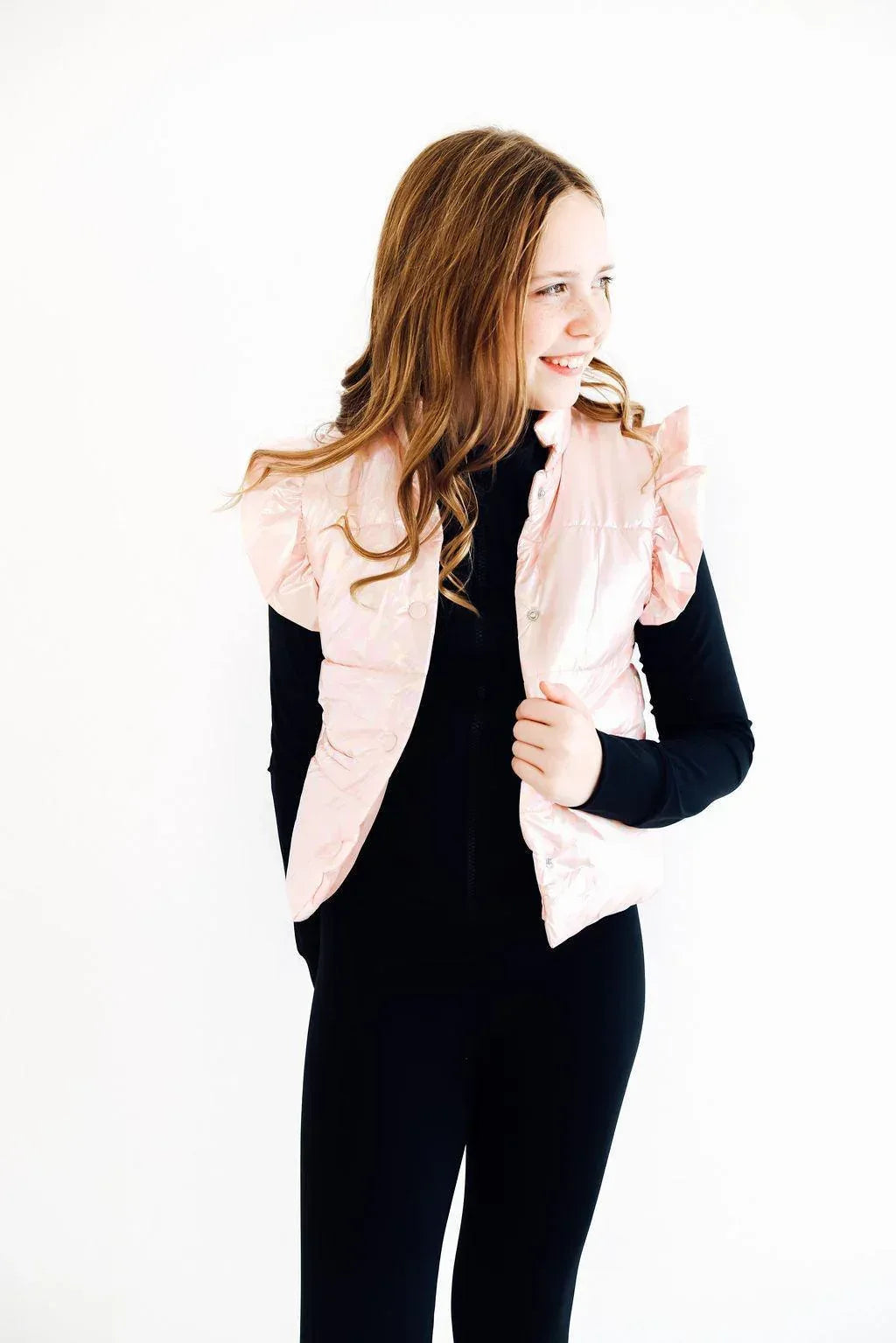 SALE Light Pink Checker Puffer Vest - Mila & Rose ® - Flyclothing LLC