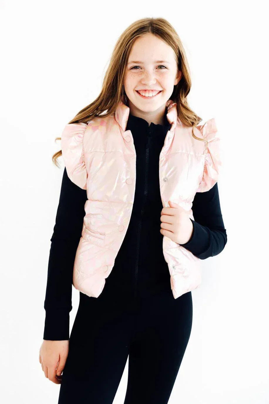 SALE Light Pink Checker Puffer Vest - Mila & Rose ® - Flyclothing LLC