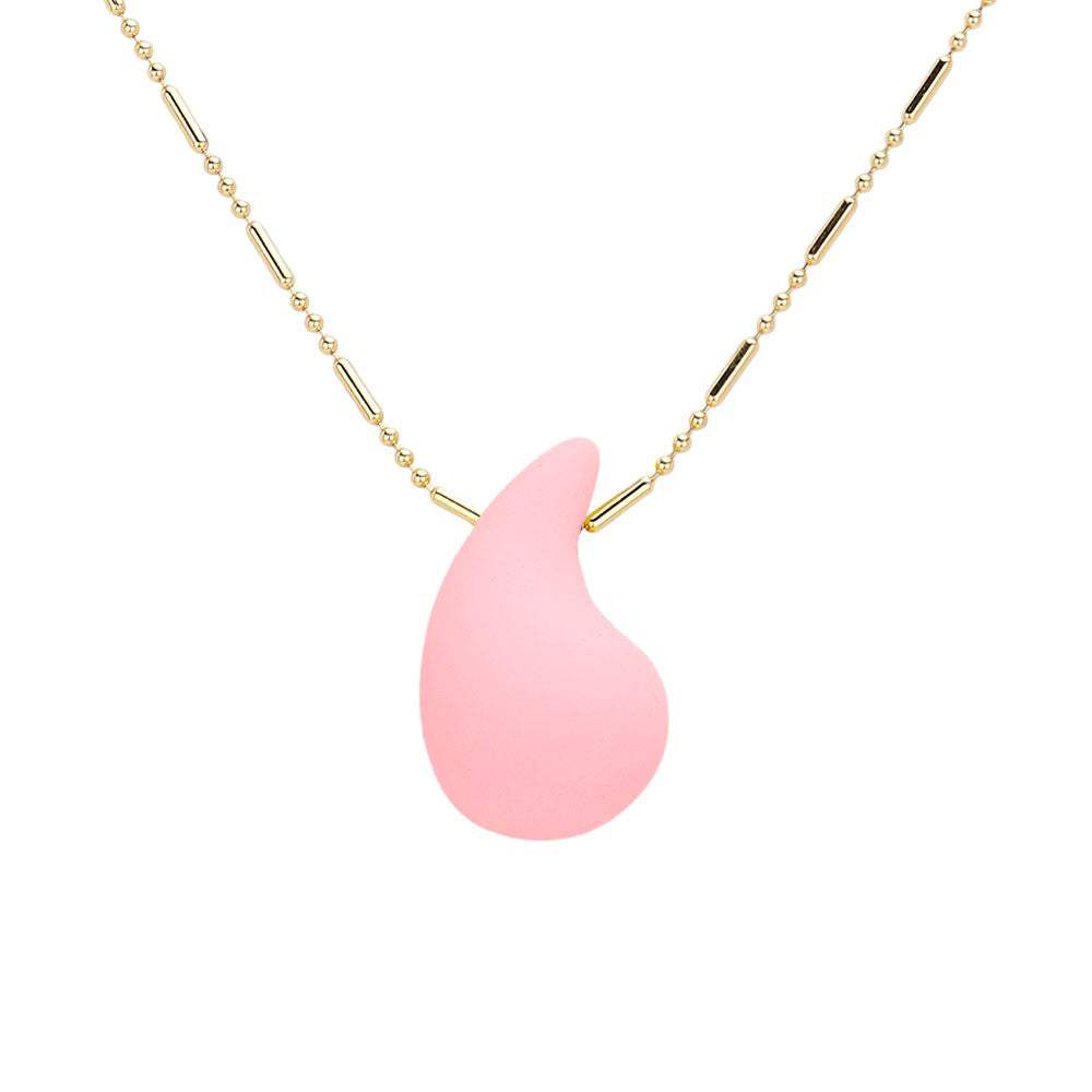 Matte Colored Teardrop Pendant Necklace - Madeline Love - Flyclothing LLC