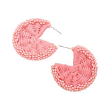 Raffia Wrapped Seed Beaded Round Earrings - Madeline Love - Flyclothing LLC