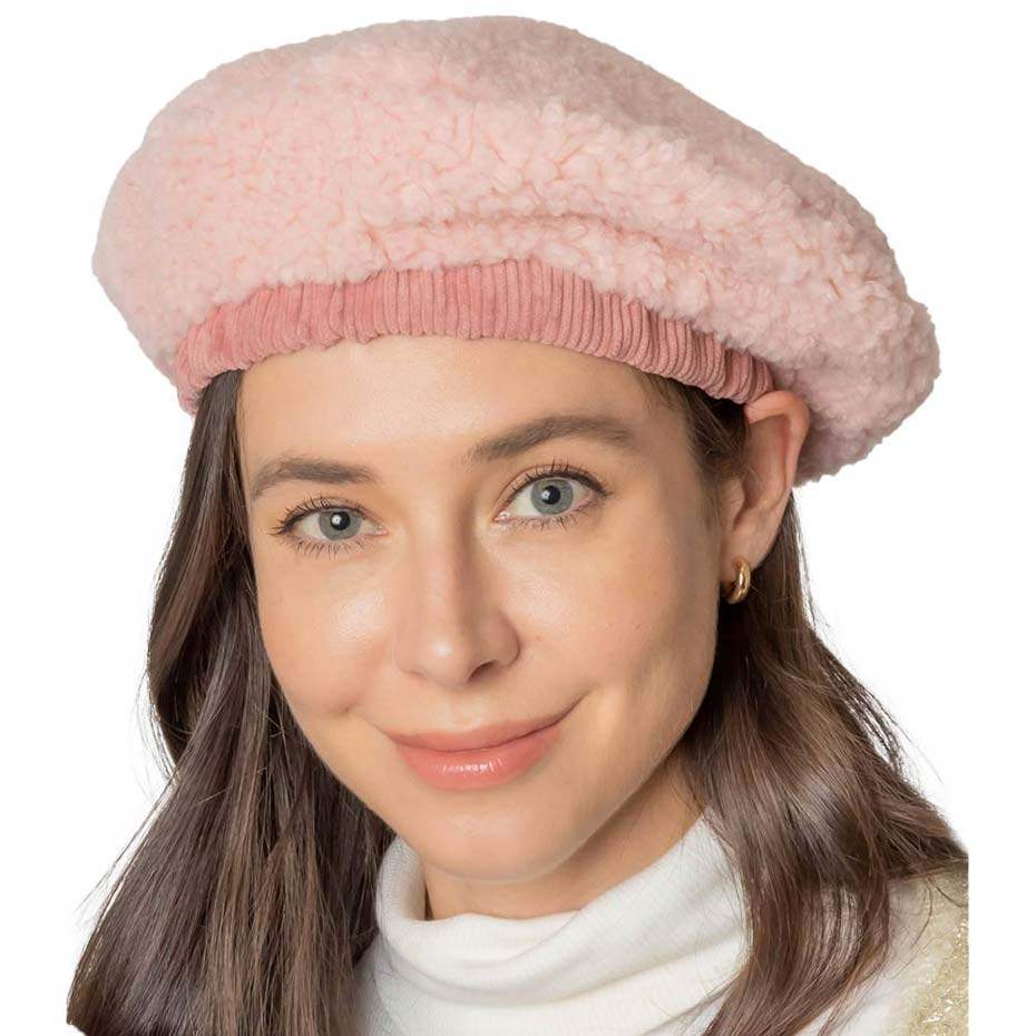 Solid Sherpa Beret Hat - Madeline Love - Flyclothing LLC