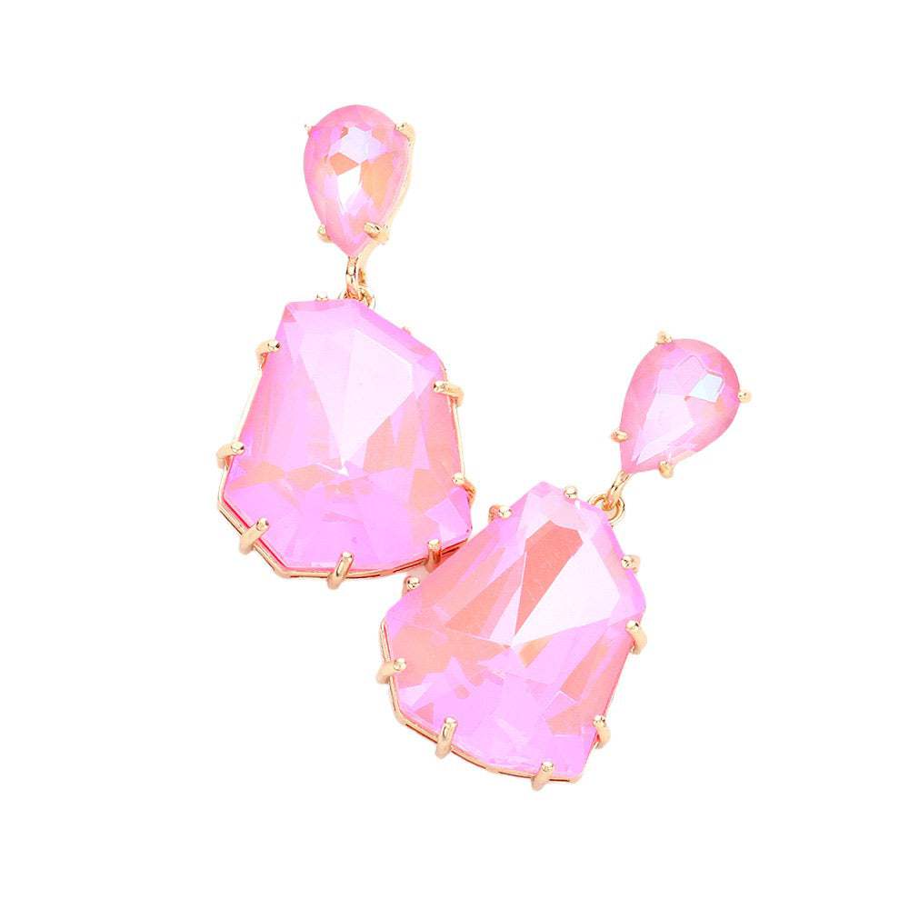 Teardrop Angled Stone Link Dangle Evening Earrings - Madeline Love - Flyclothing LLC