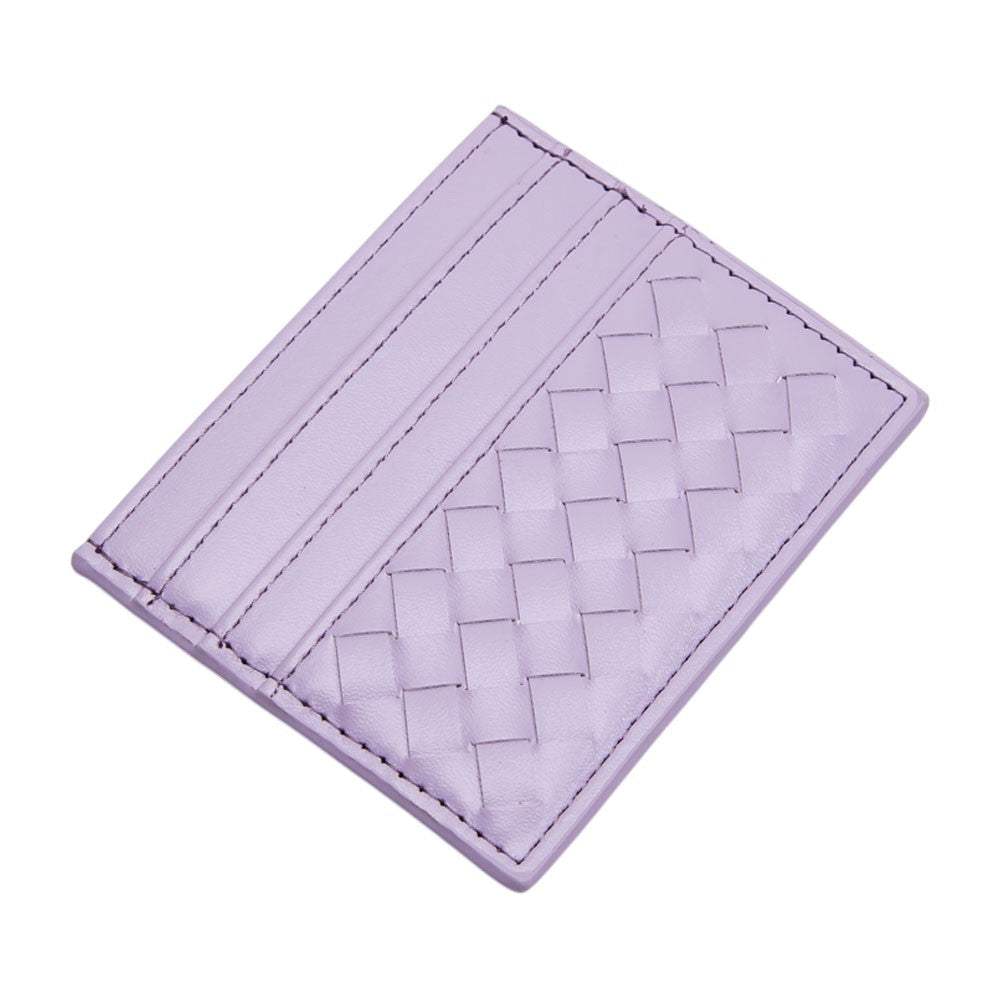 Faux Leather Basket Weave Card Holder Wallet - Madeline Love - Flyclothing LLC