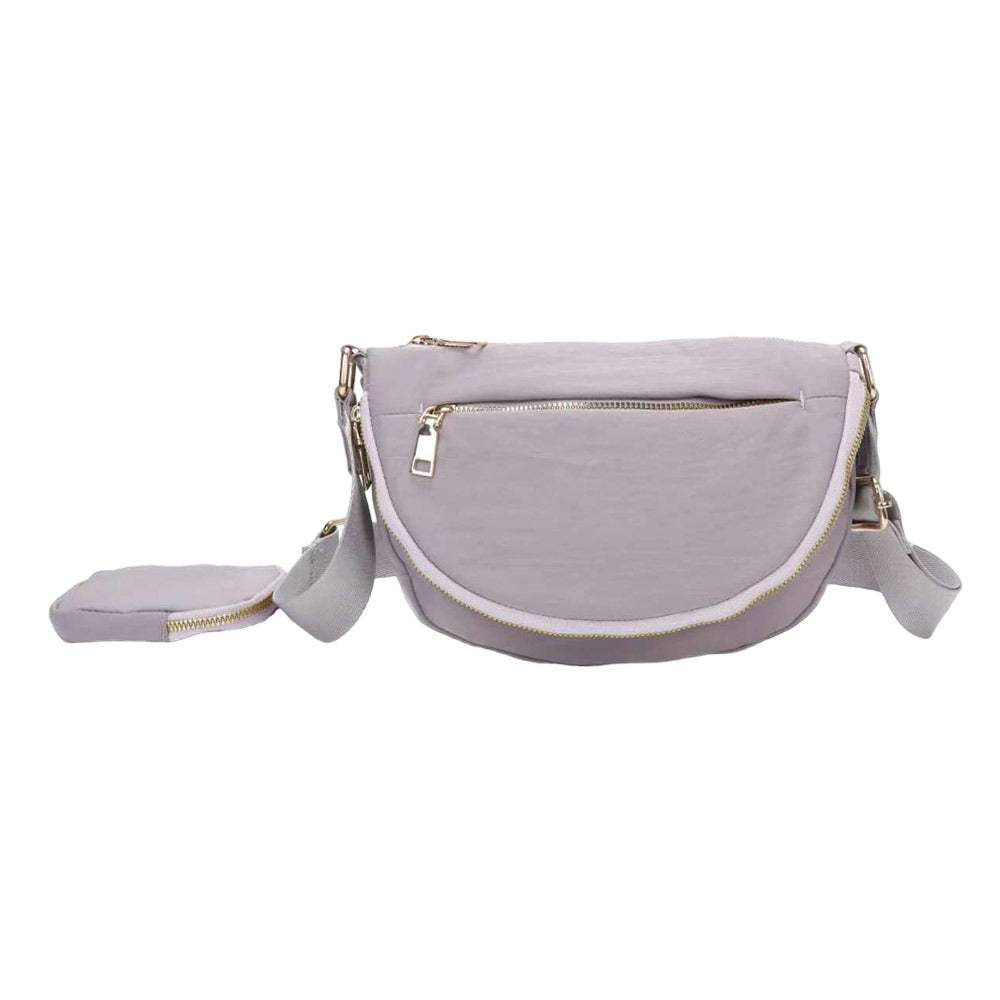 Half Round Solid Nylon Crossbody Bag - Madeline Love - Flyclothing LLC