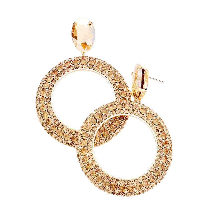 Crystal Rhinestone Open Circle Dangle Evening Earrings - Madeline Love - Flyclothing LLC