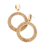 Crystal Rhinestone Open Circle Dangle Evening Earrings - Madeline Love - Flyclothing LLC