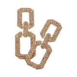 Rhinestone Paved Open Square Link Evening Earrings - Madeline Love - Flyclothing LLC