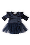 Light Navy Velvet Tutu Bodysuit - Mila & Rose ® - Flyclothing LLC