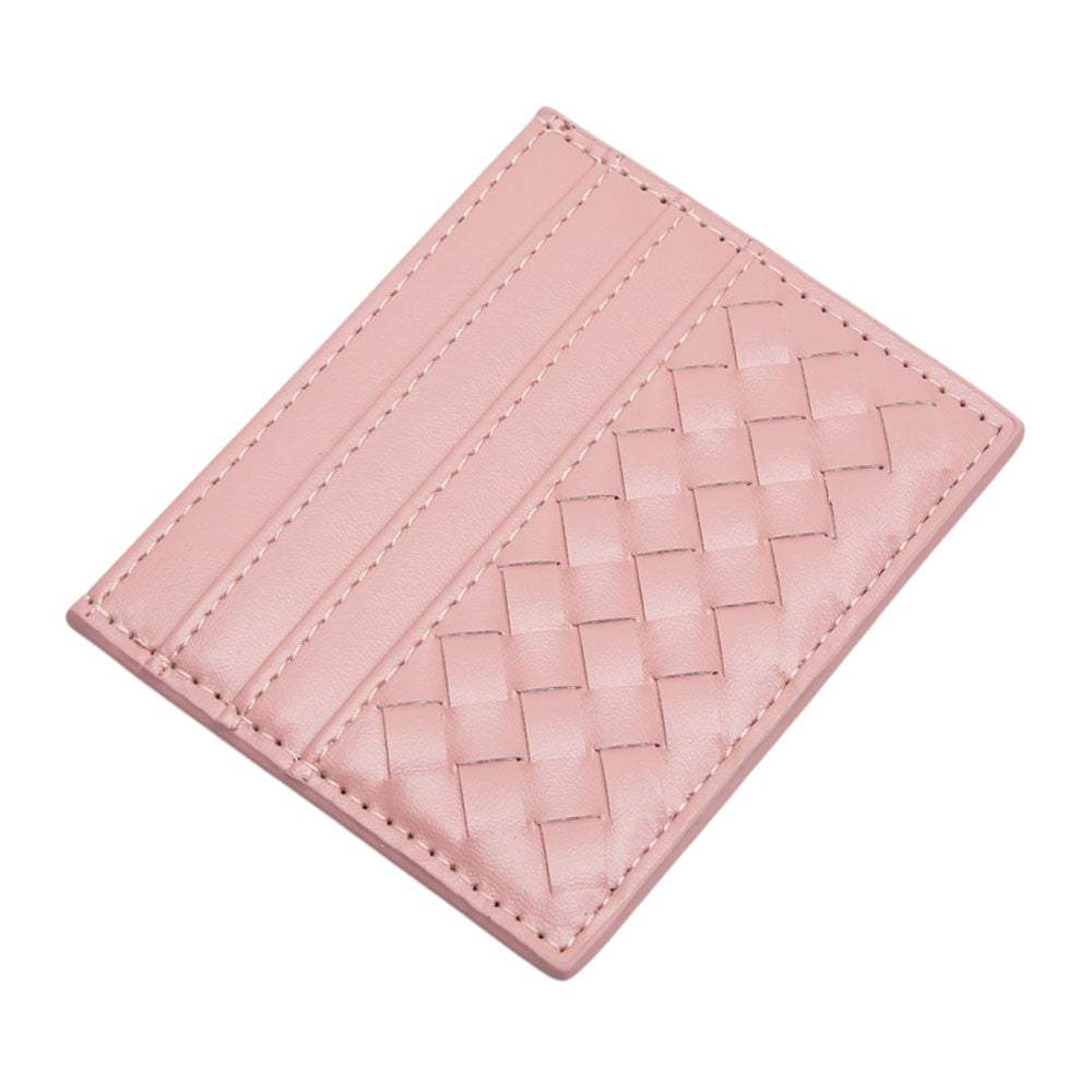 Faux Leather Basket Weave Card Holder Wallet - Madeline Love - Flyclothing LLC