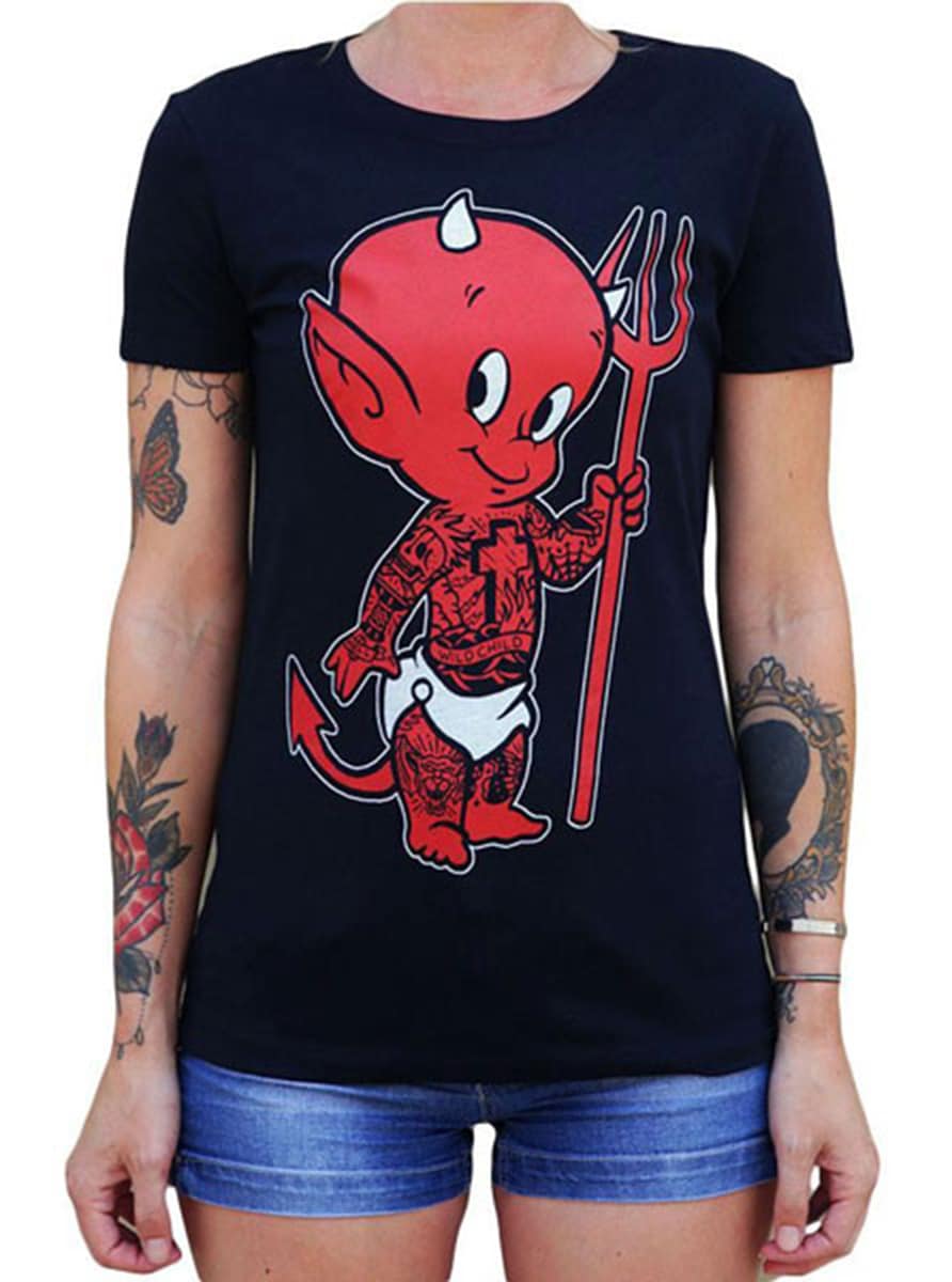Black Market Art Company Lil Devil Women's Loose Neck T-Shirt