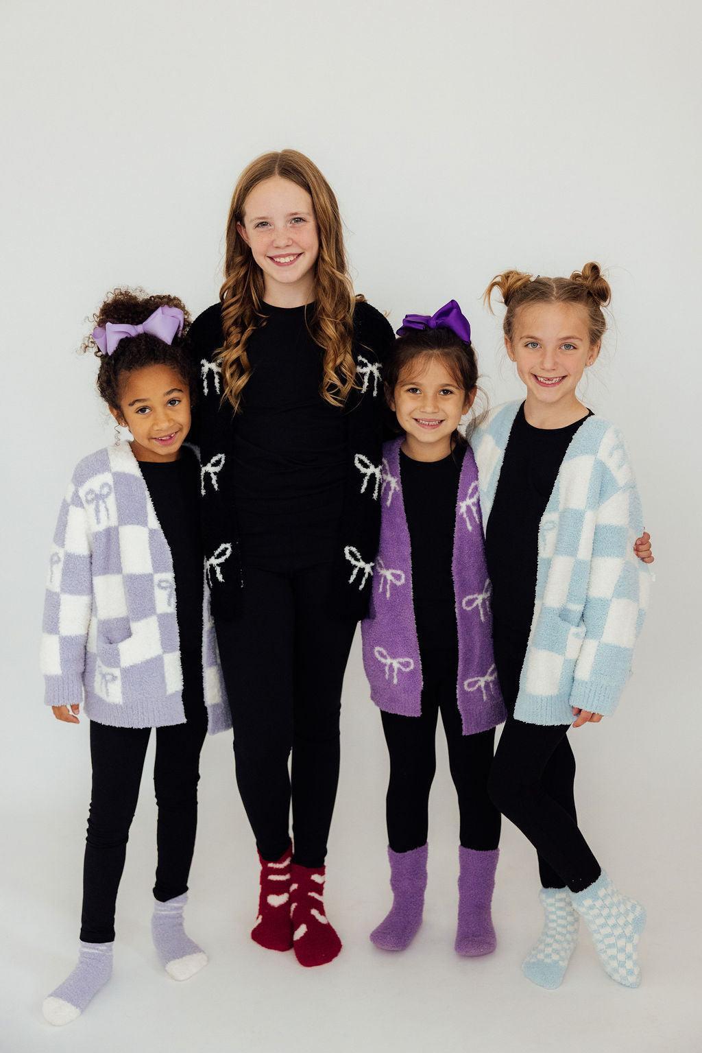 Lilac/Coconut Bow Cozy Socks - Mila & Rose ® - Flyclothing LLC