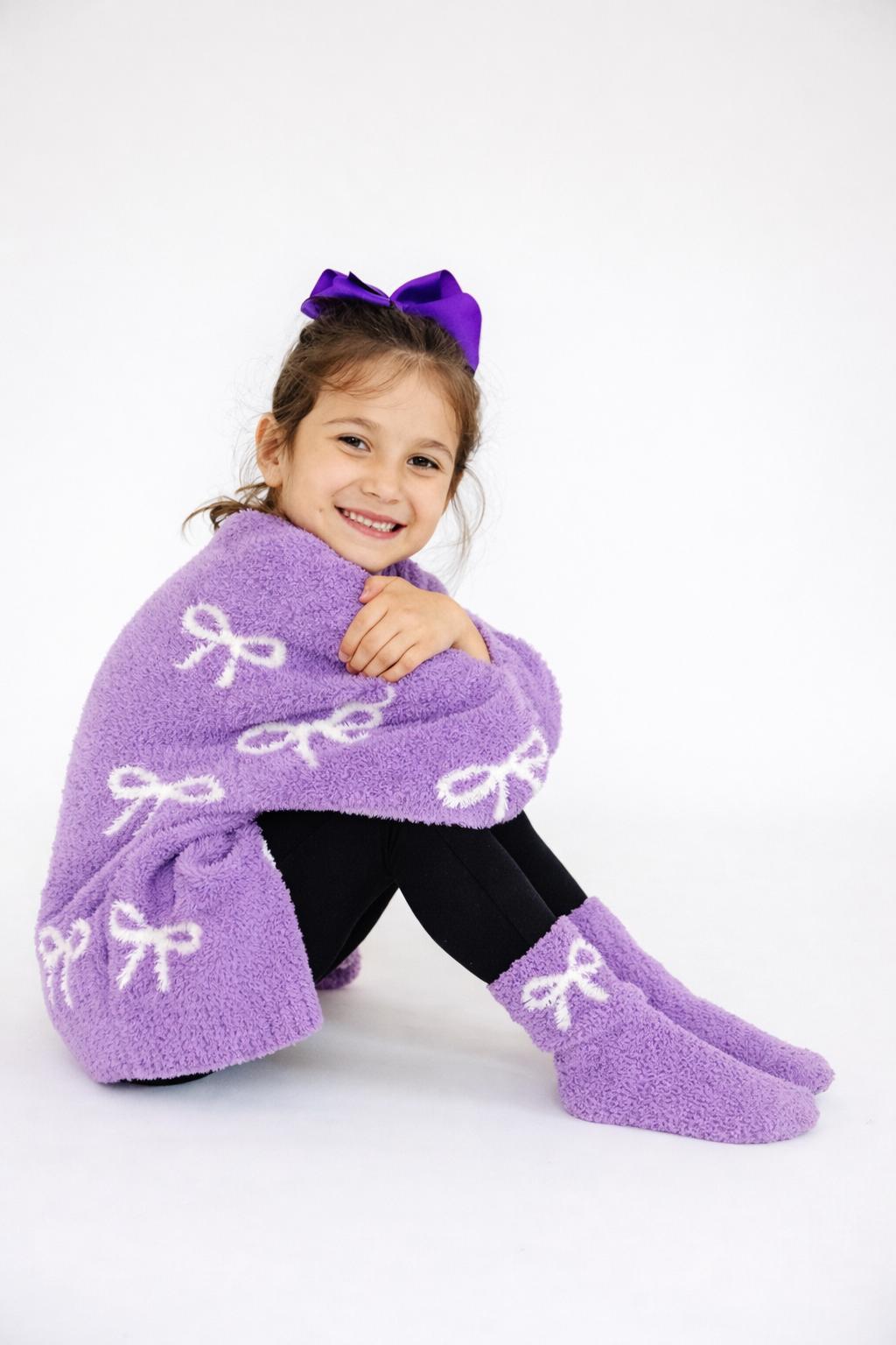 Lilac/Coconut Bow Cozy Socks - Mila & Rose ® - Flyclothing LLC