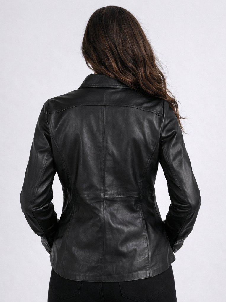 Lilla RF Leather Shirt, Black